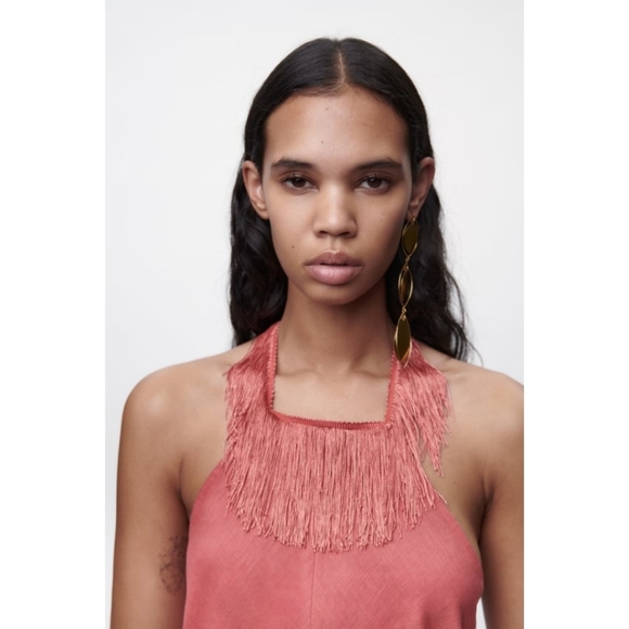Zara limited edition Linen dress with fringe - Picture 9 of 10